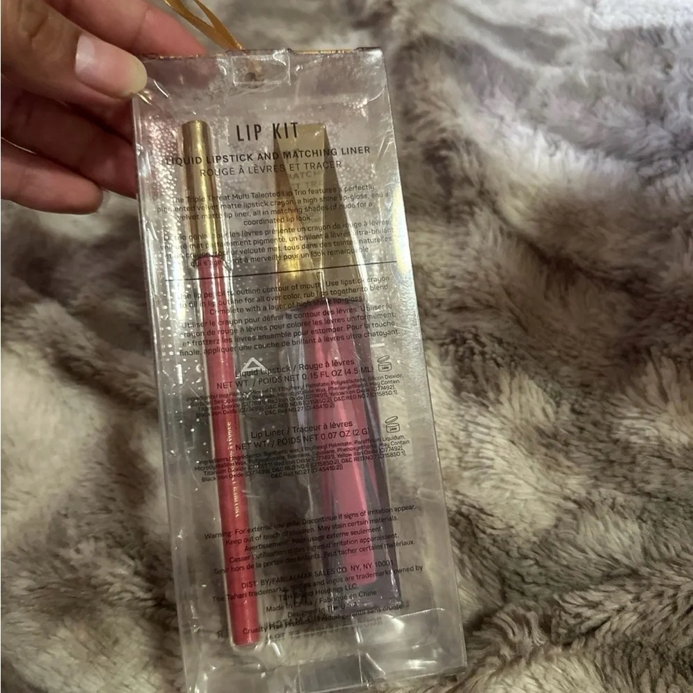 Tahari Pink Lip Kit with Gold Accents